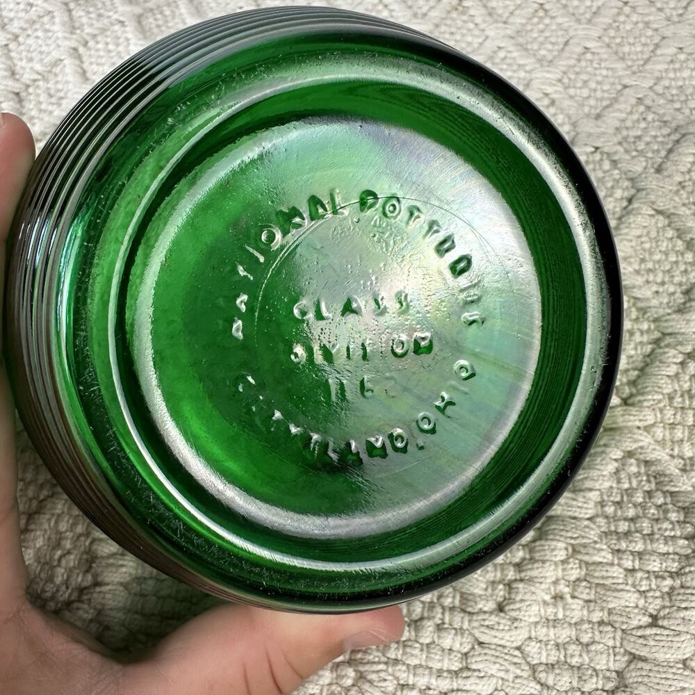 Vintage Napco Green Ribbed Glass Planter Vase Bowl Cleveland OH Mid Century - Picture 2 of 6
